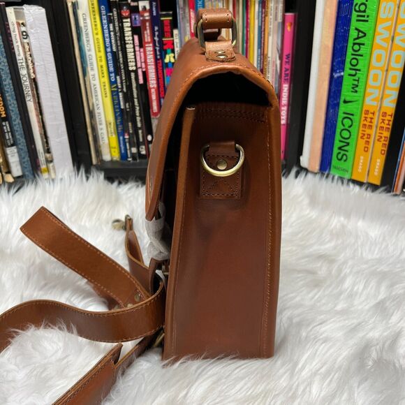 AARON LEATHER GOODS BRIEFCASE BROWN BAG - Picture 4 of 10